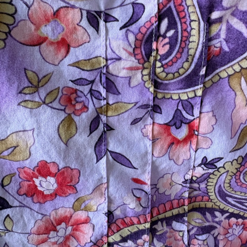 Talbots Stretch 1X Petite Cotton Floral Paisley Button Up‎ Long Sleeve Casual - Picture 5 of 13